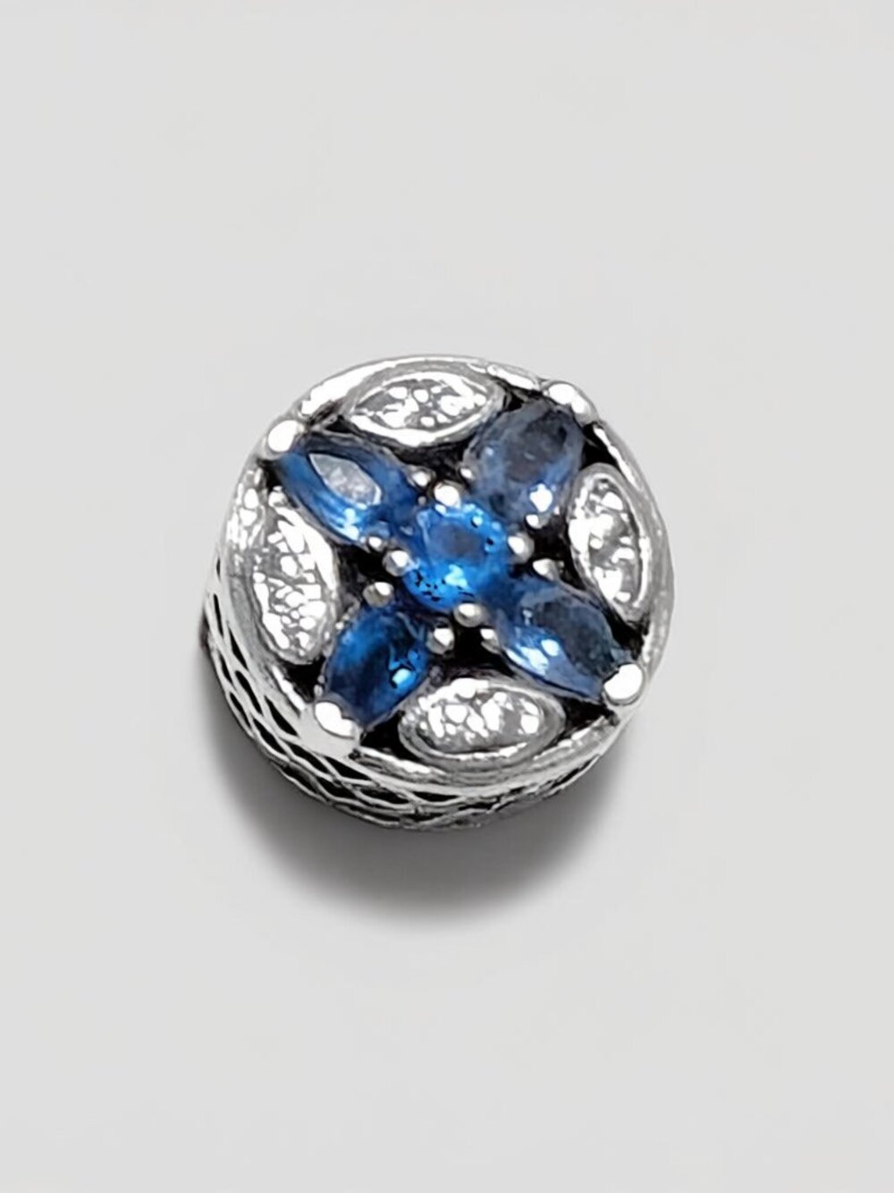 Pandora Patterns of Frost Charm Blue Crystal 925 Sterling Silver 791989NCB Retir